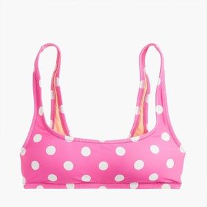 ☀️HP!☀️ NWT J. Crew 1989 scoop neck bikini top. Adorable pink w/white dots.